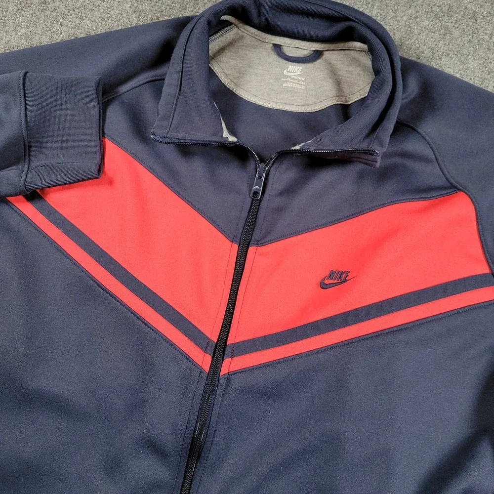 Nike Track Jacket Mens XXL Navy Blue Red Chevron Full Zip Sportswear Y2k 2008